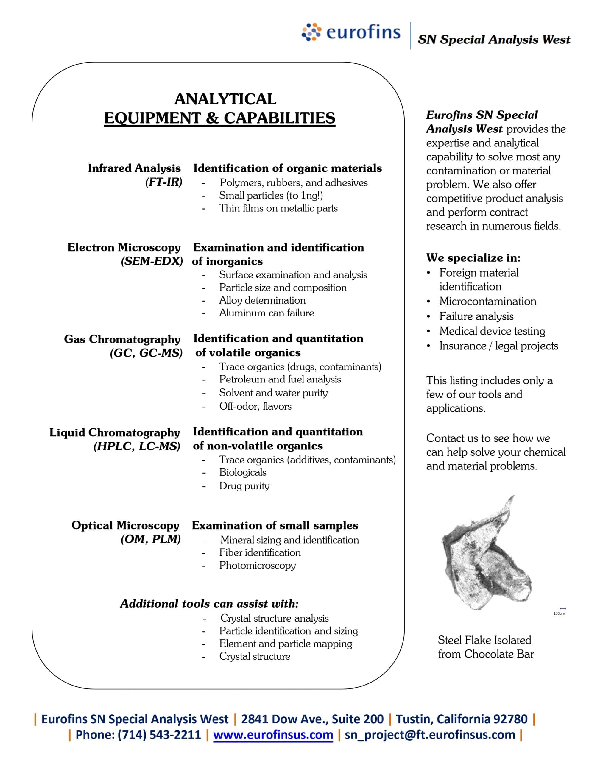 Eurofins SFA SN Special Analysis West Brochure